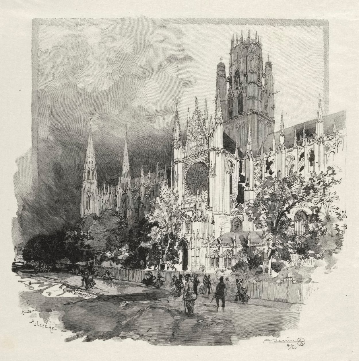 Illustrerad Rouen: Saint Ouen Church av Auguste Louis Lepère
