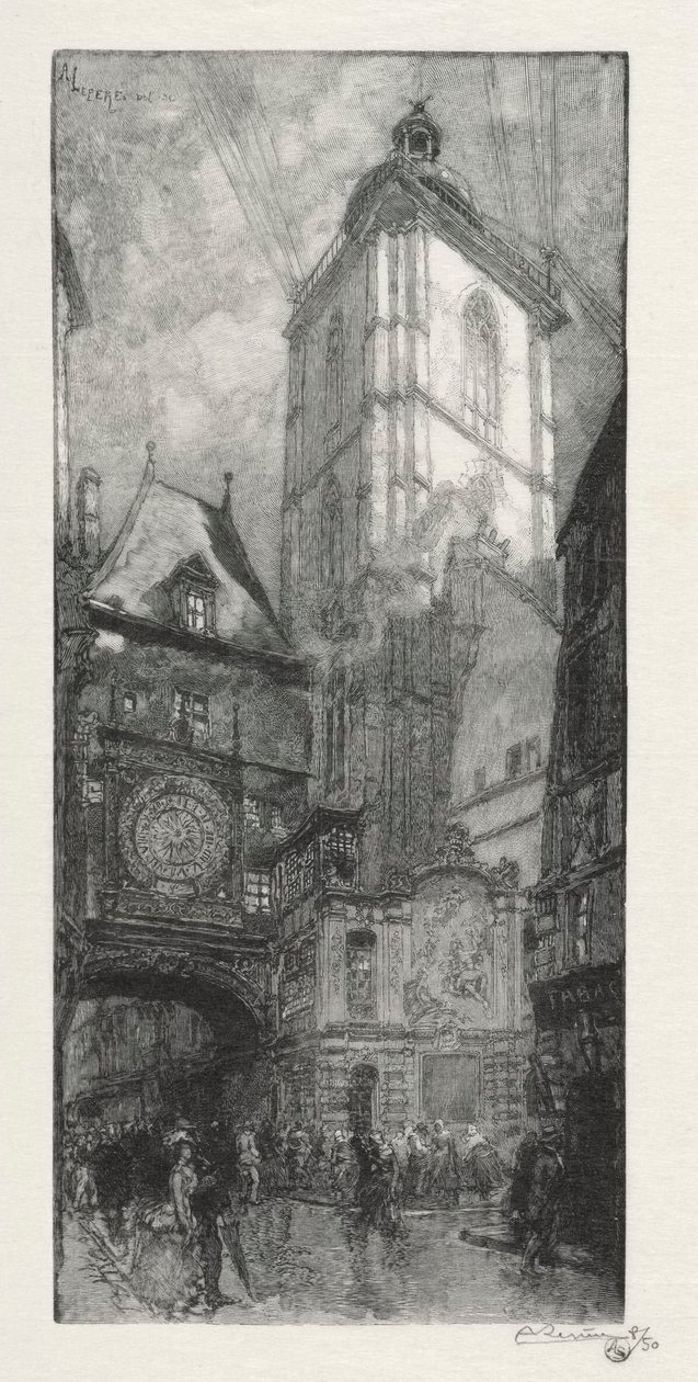 Illustrerad Rouen: Den stora klockan av Auguste Louis Lepère