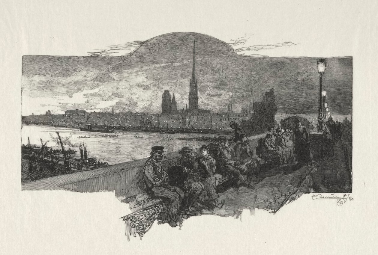 Illustrerad Rouen: The Bridge of Stones av Auguste Louis Lepère