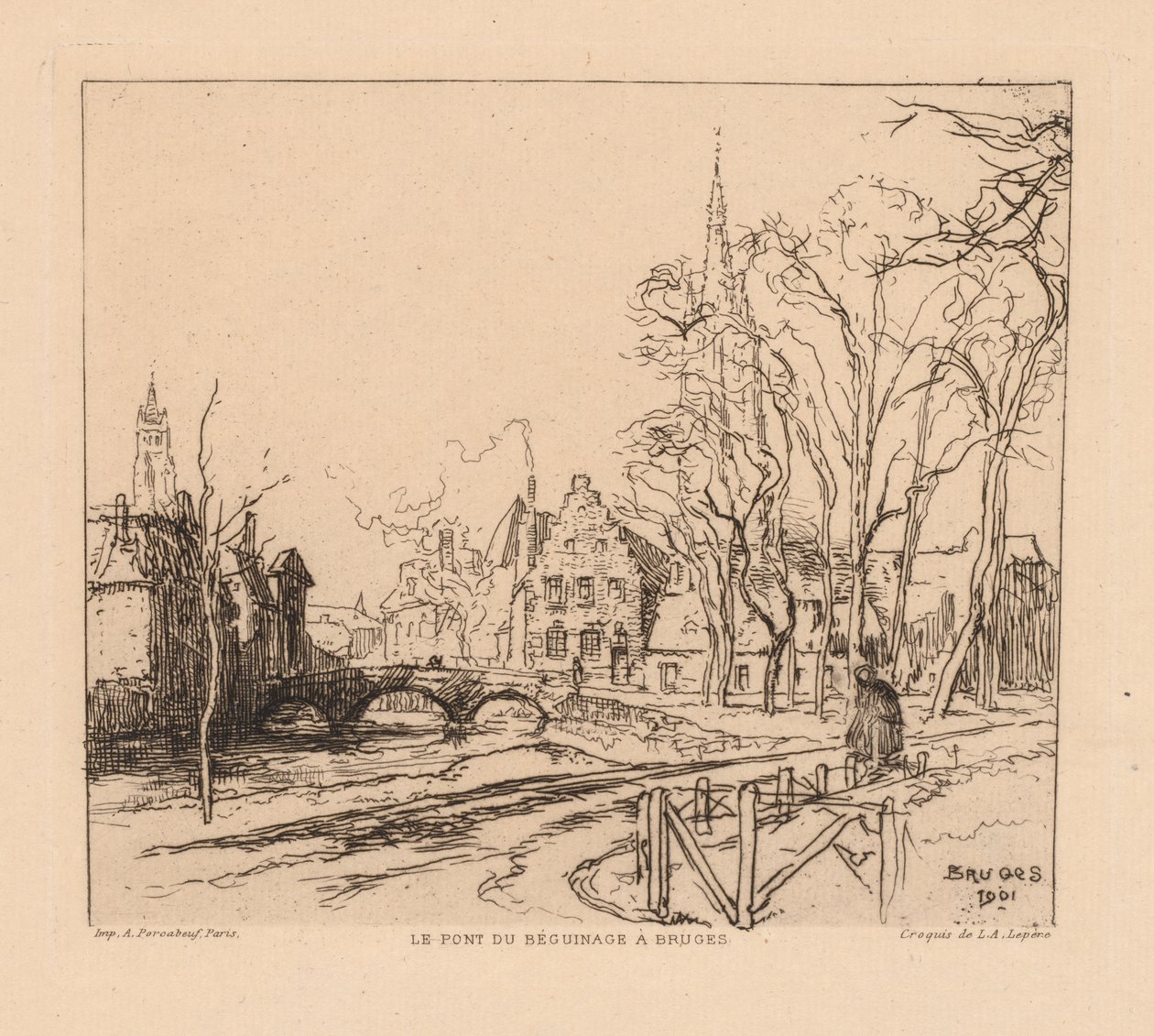 Beguinagebron i Brygge av Auguste Louis Lepère
