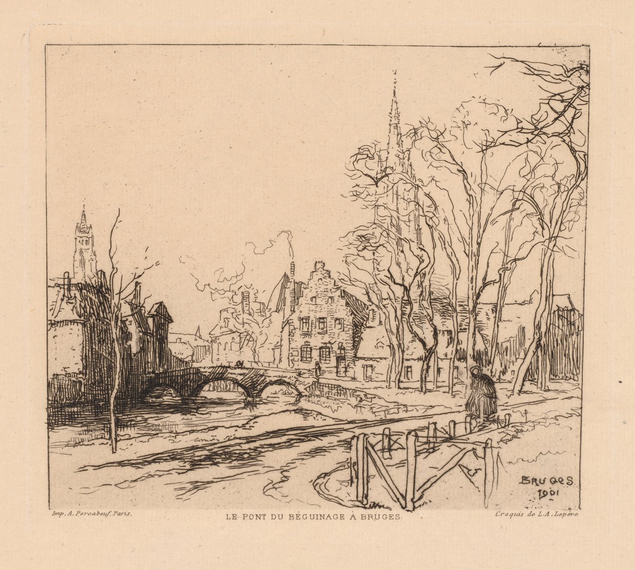 Beguinagebron i Brygge Beguinagebron i Brygge, 1901. av Auguste Louis Lepère