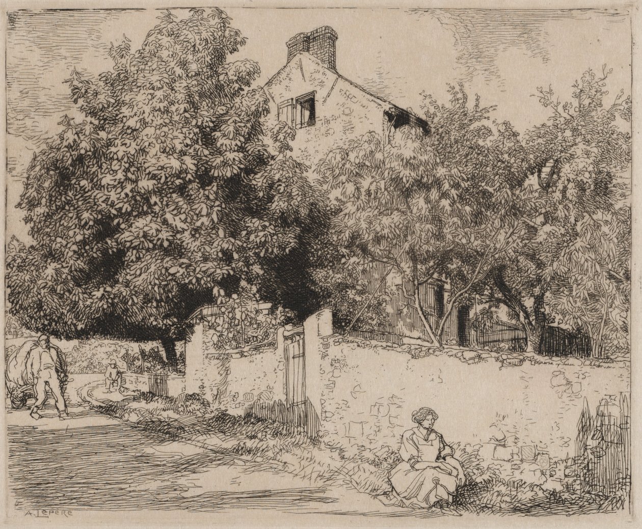 The House of Madame B., 1915. av Auguste Louis Lepère