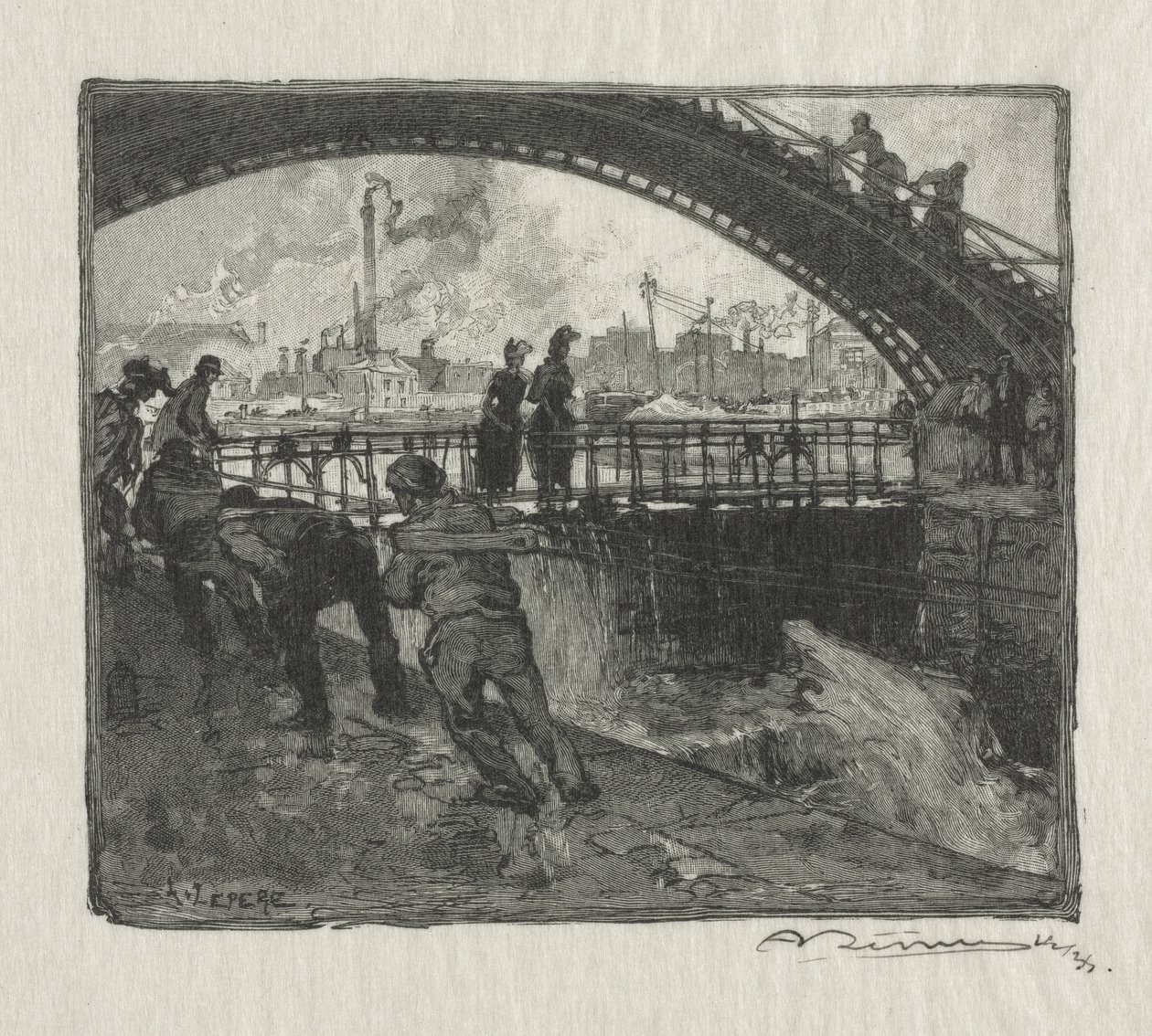 S:t Martin-kanalens slussen av Auguste Louis Lepère