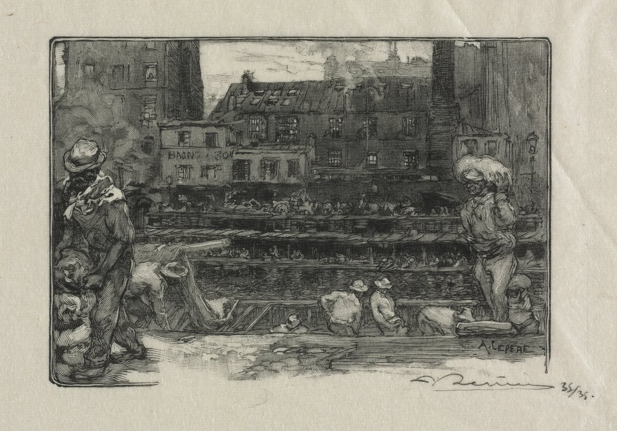 Avlastare av Gipskanalen St. Martin, 1890. av Auguste Louis Lepère