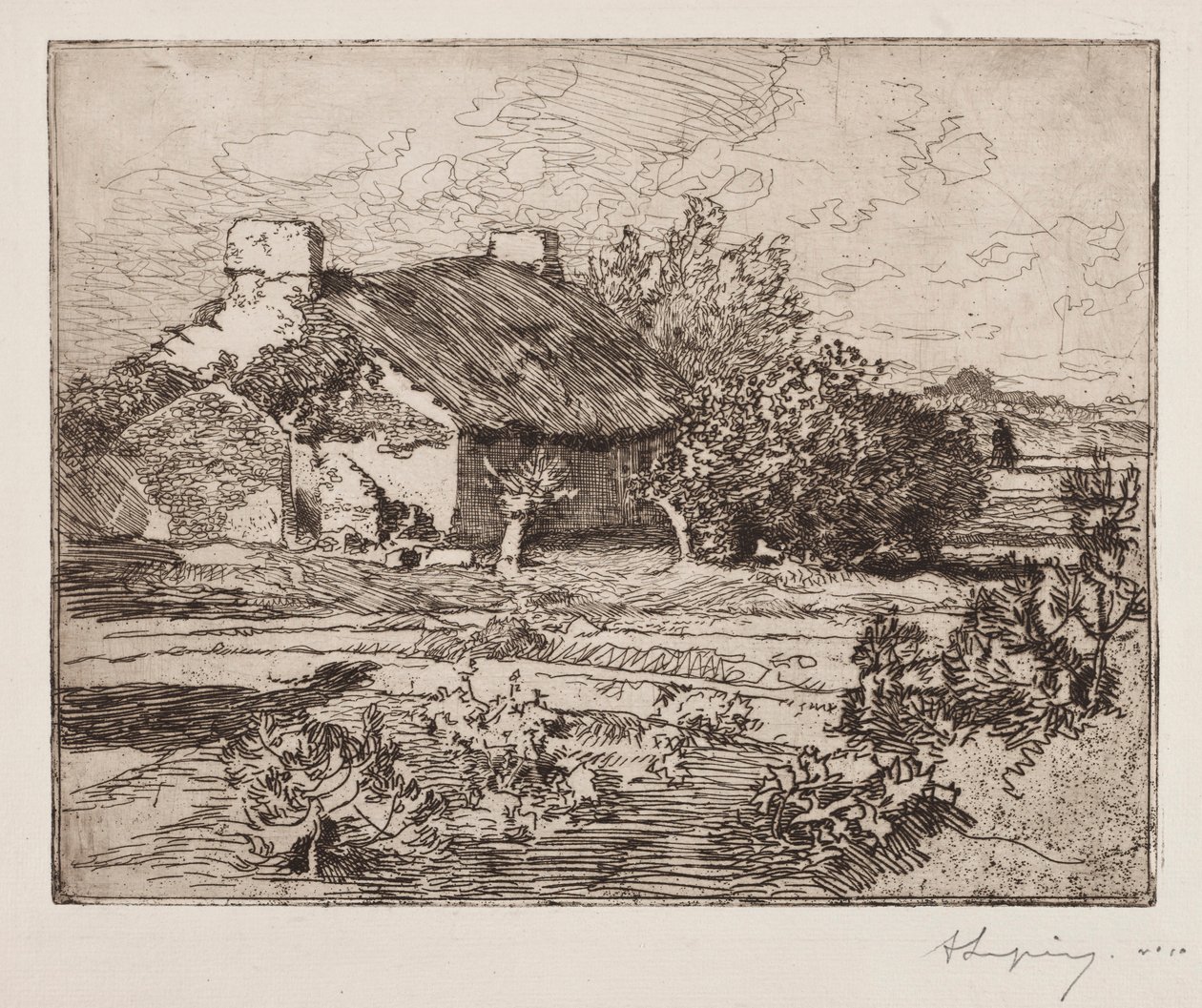 Old Bourrine, hus i Marais, Vendée, 1892. av Auguste Louis Lepère