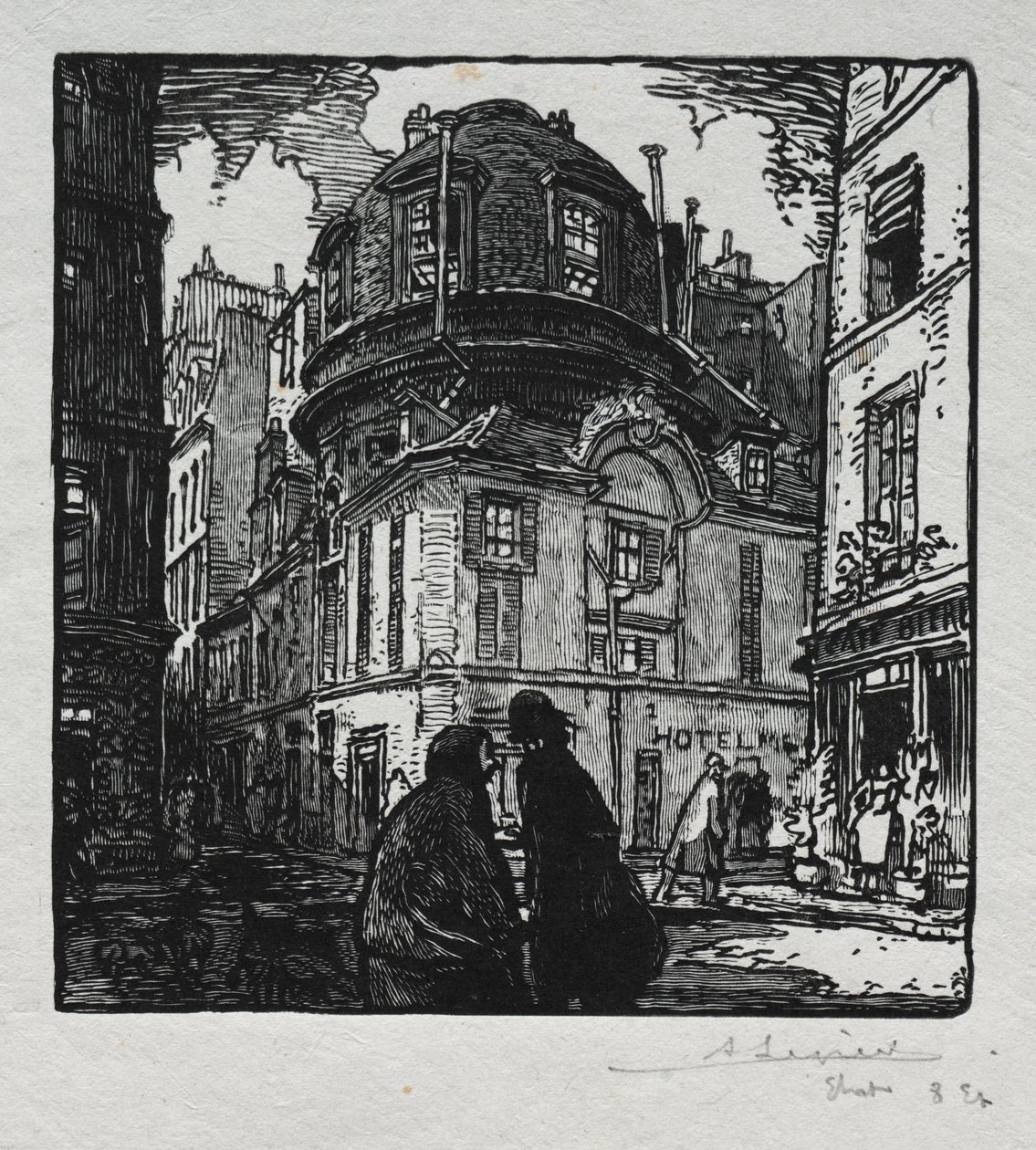 Utsikt över Hotel Colbert. av Auguste Louis Lepère