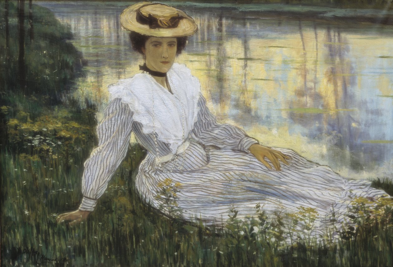 Young Woman on the Water エッジスウェーデン語 av Auguste Oleffe