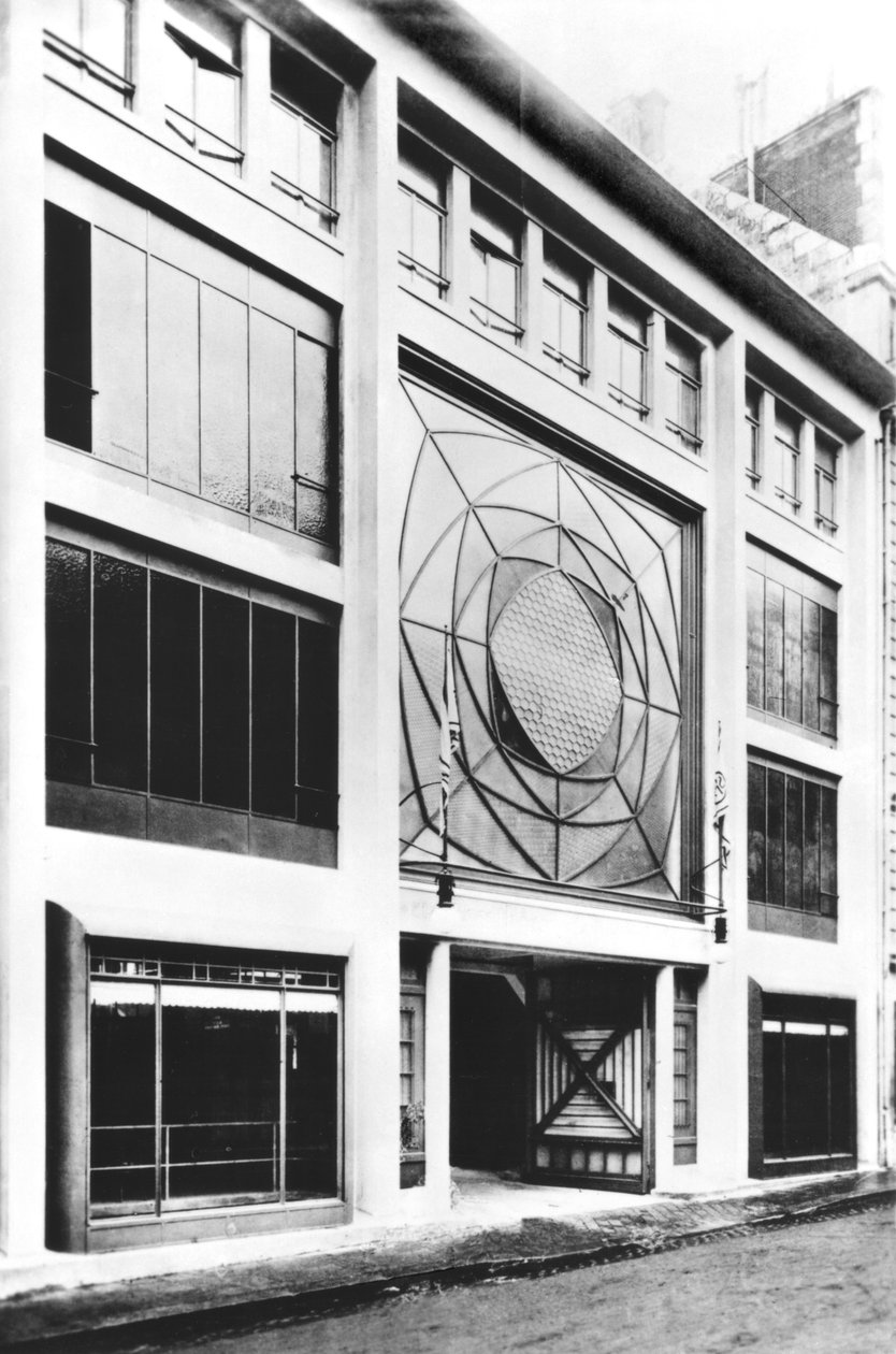 Garage på Rue de Ponthieu, ritat av Auguste Perret (1874-1954) 1906 (svartvitt foto) av Auguste Perret