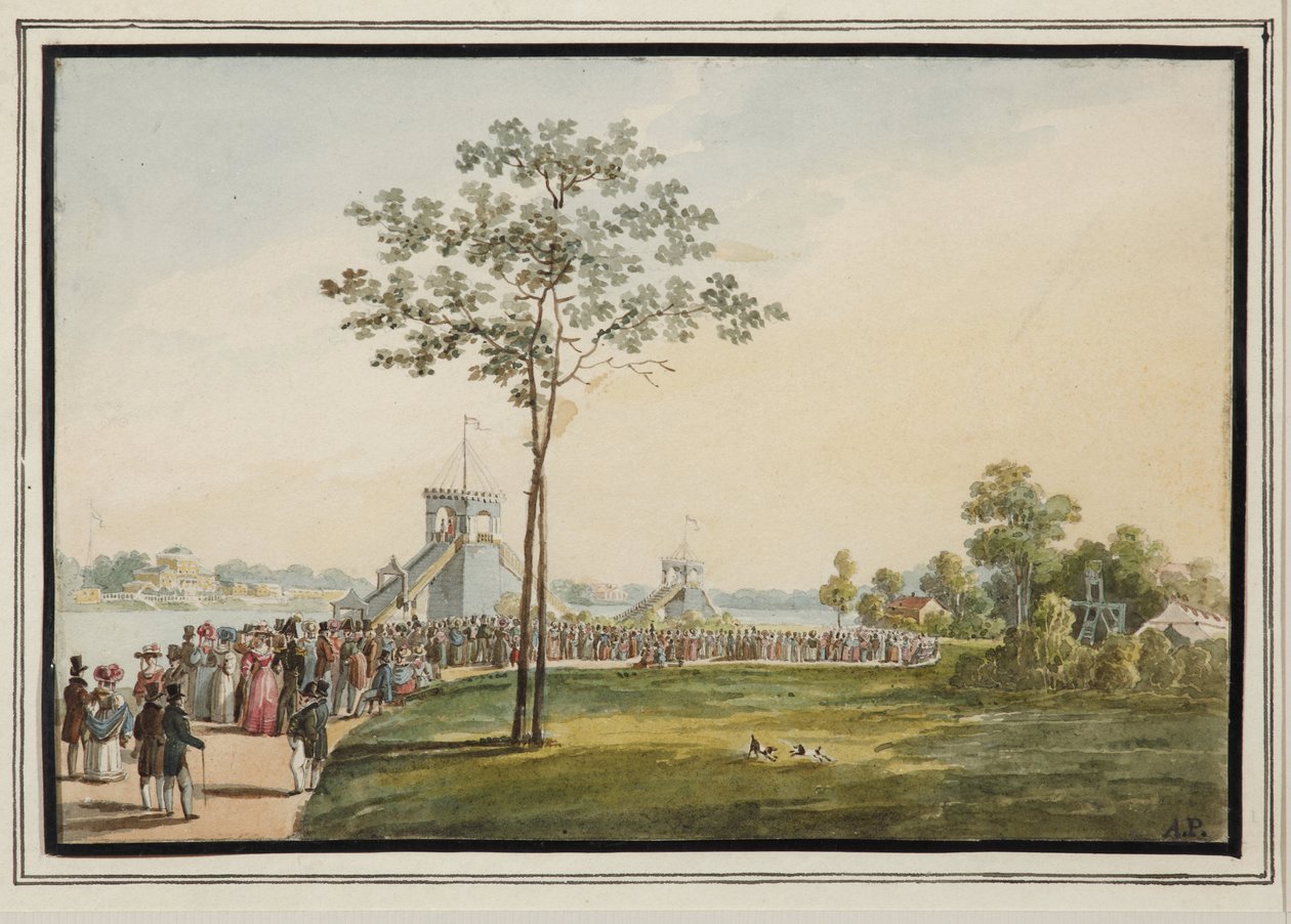 Berg-och dalbanorna på Krestovsky Island - Auguste Poireau (1780-1844). Akvarell på papper av Auguste Poireau