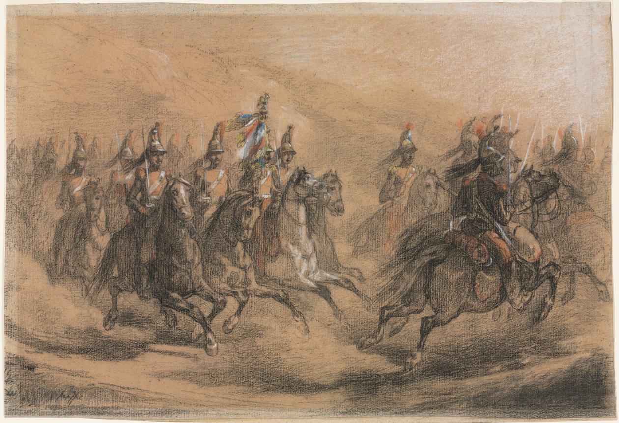 Kavalleriladdning, c. 1840. av Auguste Raffet