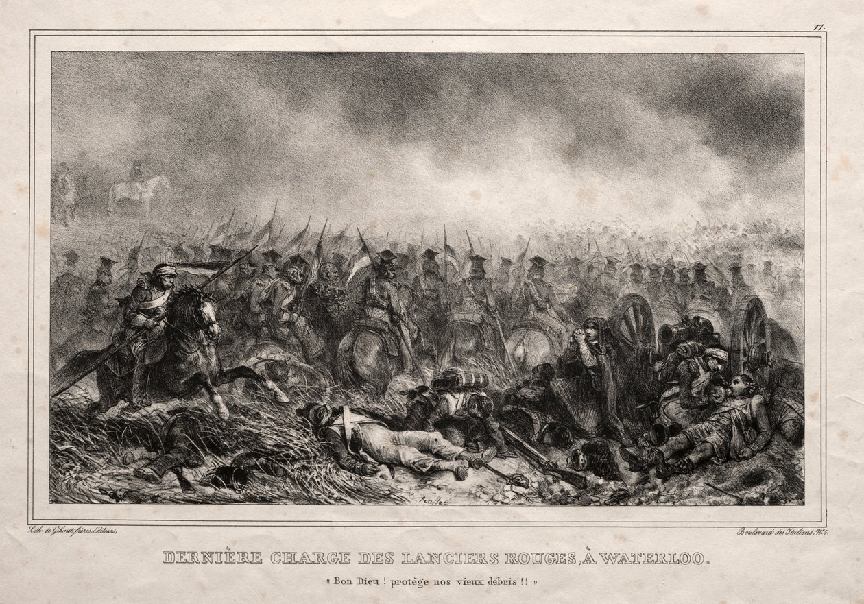 Red Lancers sista anfall vid Waterloo av Auguste Raffet