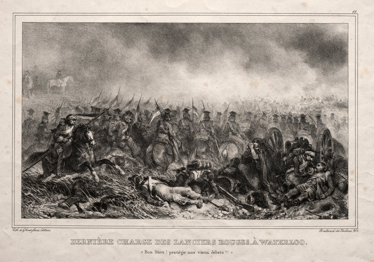 Red Lancers sista anfall vid Waterloo. av Auguste Raffet