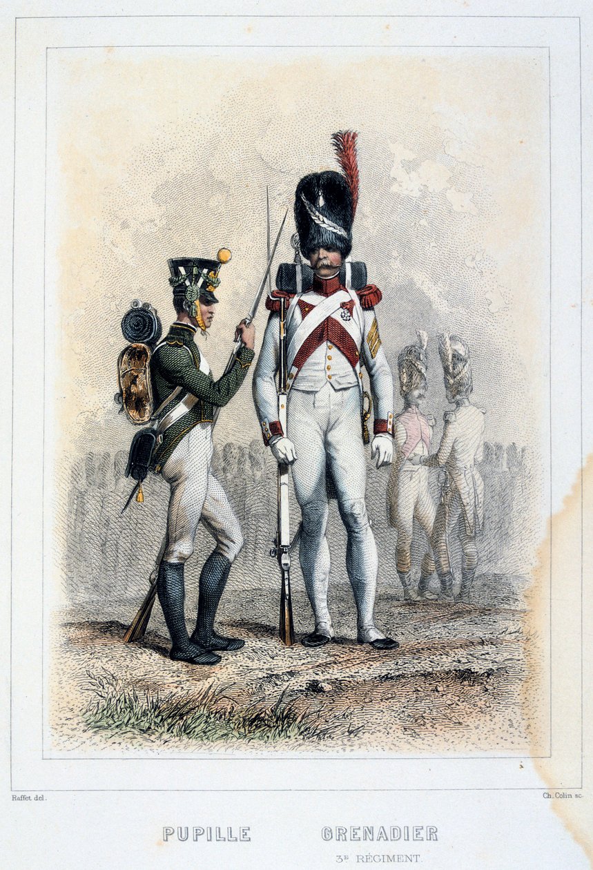 Grenadier och elev vid 3:e regementet, 1859. av Auguste Raffet