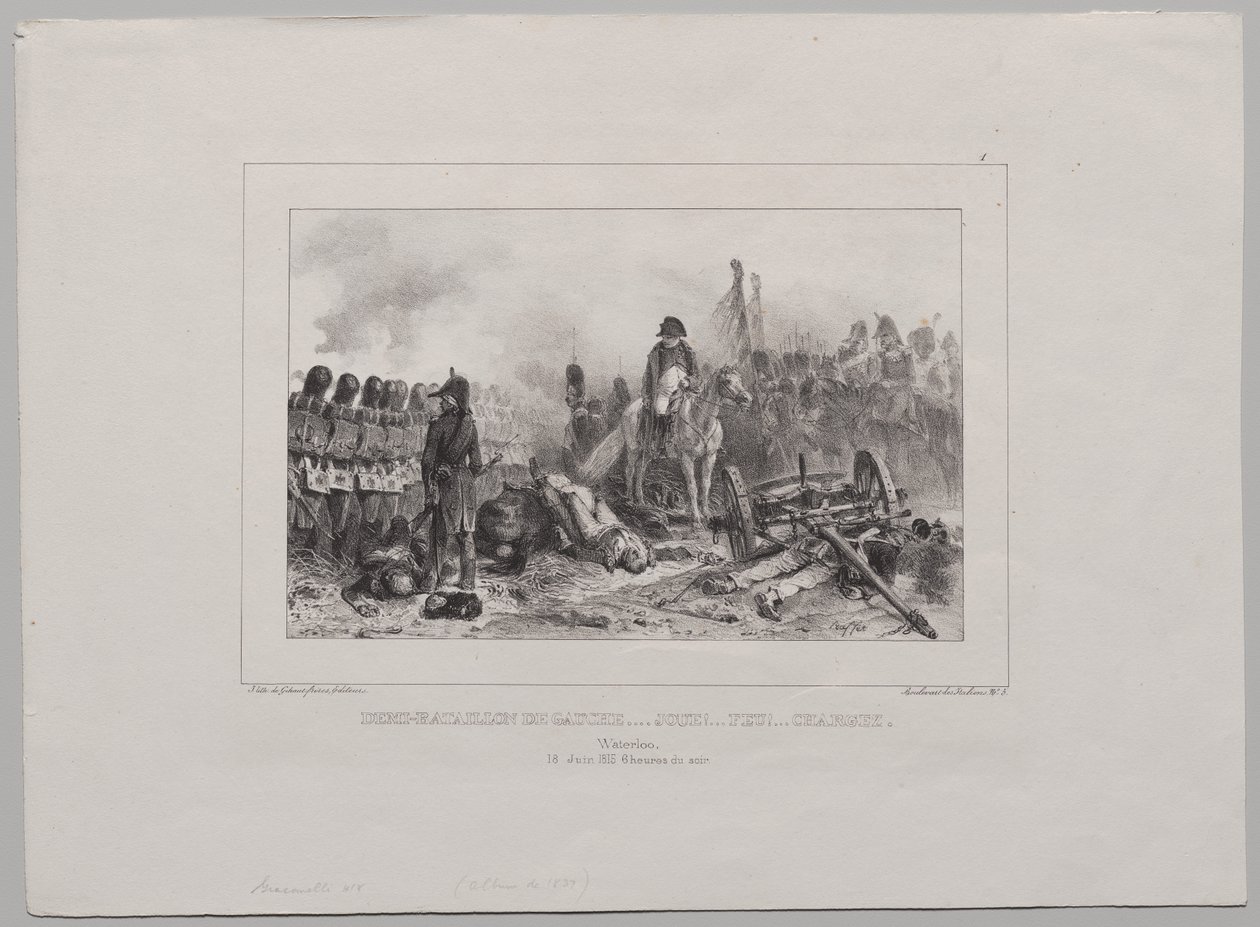 Litografiskt album från 1837: Halvbataljonen till vänster...Sikta!...Eld!...Ladda av Auguste Raffet