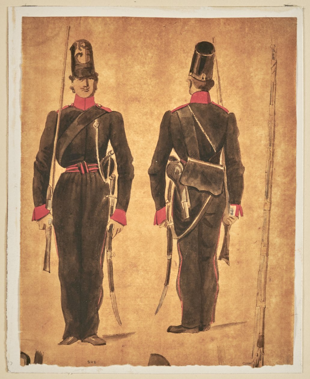 Studie av militäruniform: artilleri av Auguste Raffet