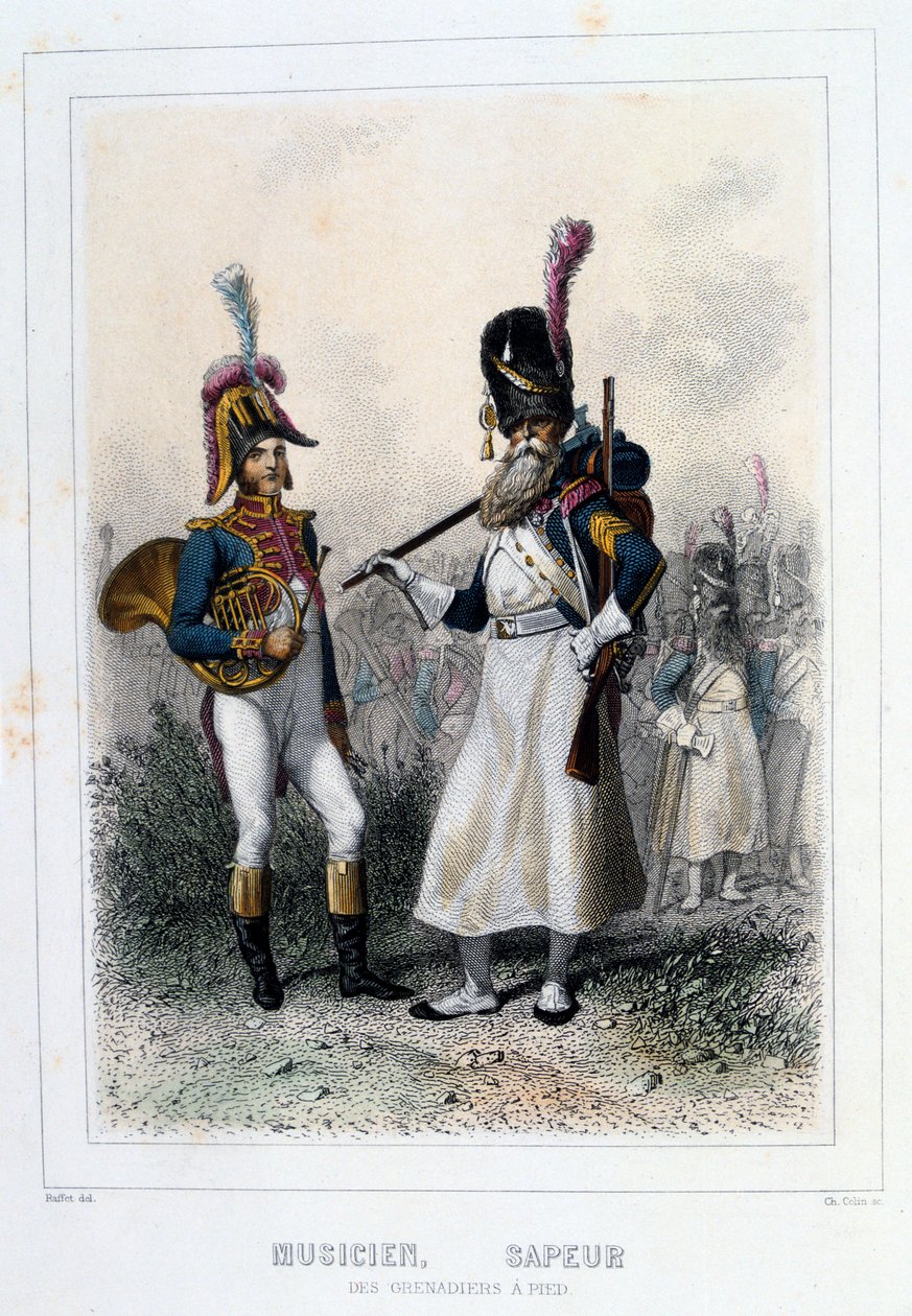 Musiker och sapper från Grenadiers-à-Pied, 1859. av Auguste Raffet