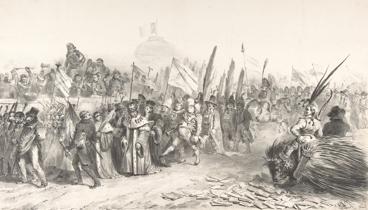 Den stora recensionen av Juste-Milieu Passing La Caricature, 30 oktober 1832 Gran..., oktober 1832 av Auguste Raffet