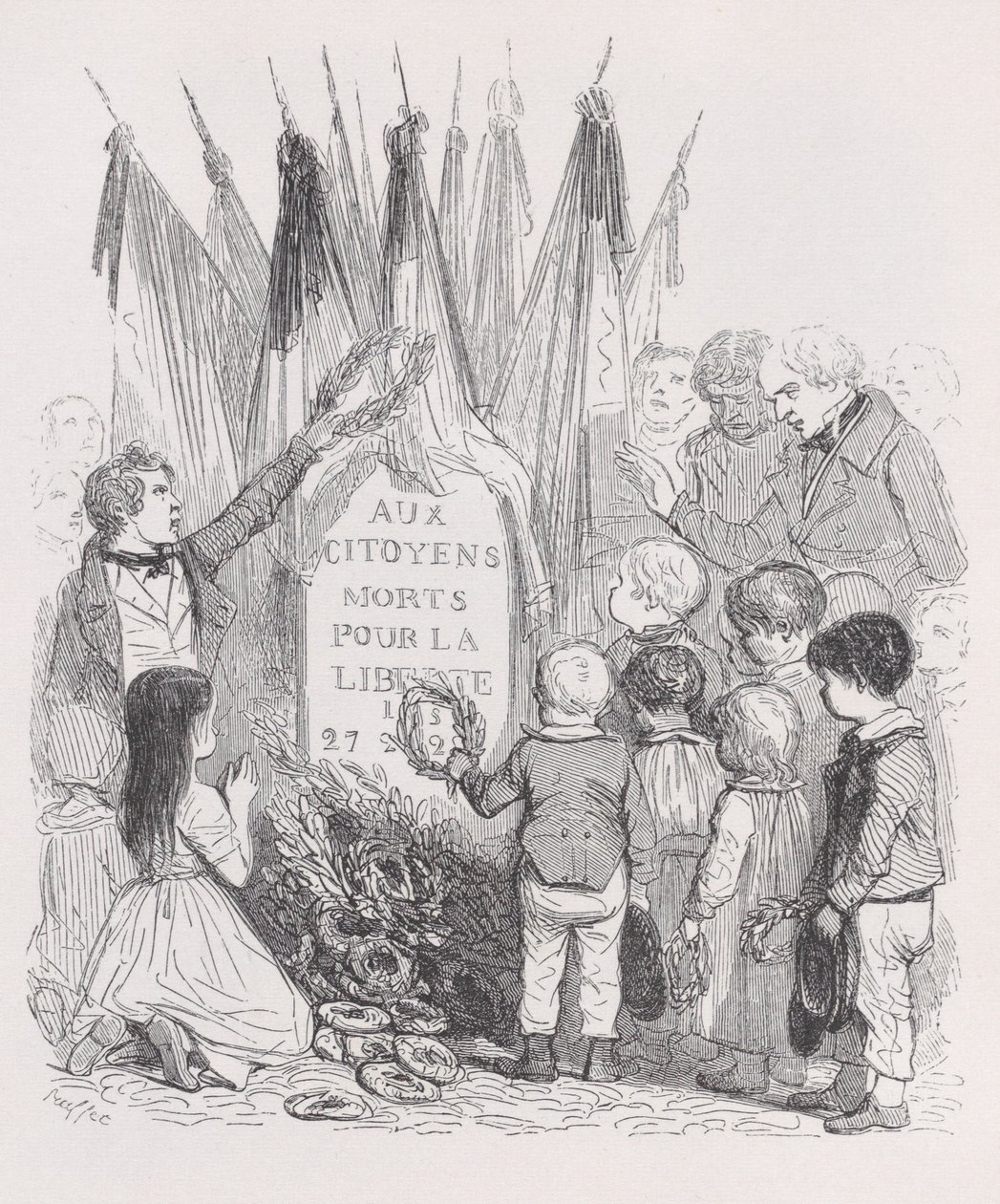The Tombs of July från The Complete Works of Béranger, 1836. av Auguste Raffet