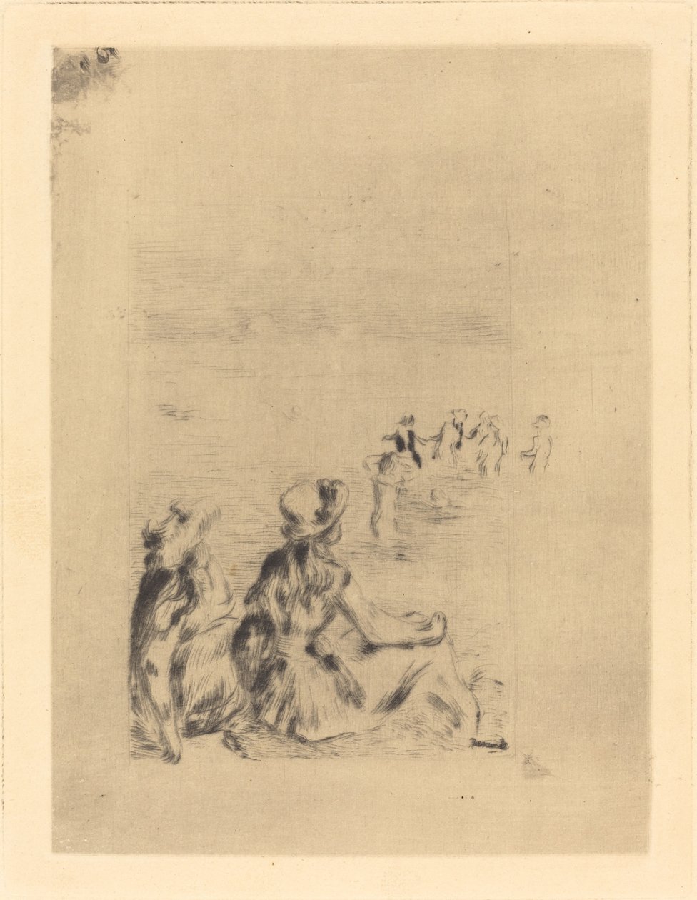 På stranden - vid Berneval (Sur la plage - en Berneval) av Auguste Renoir