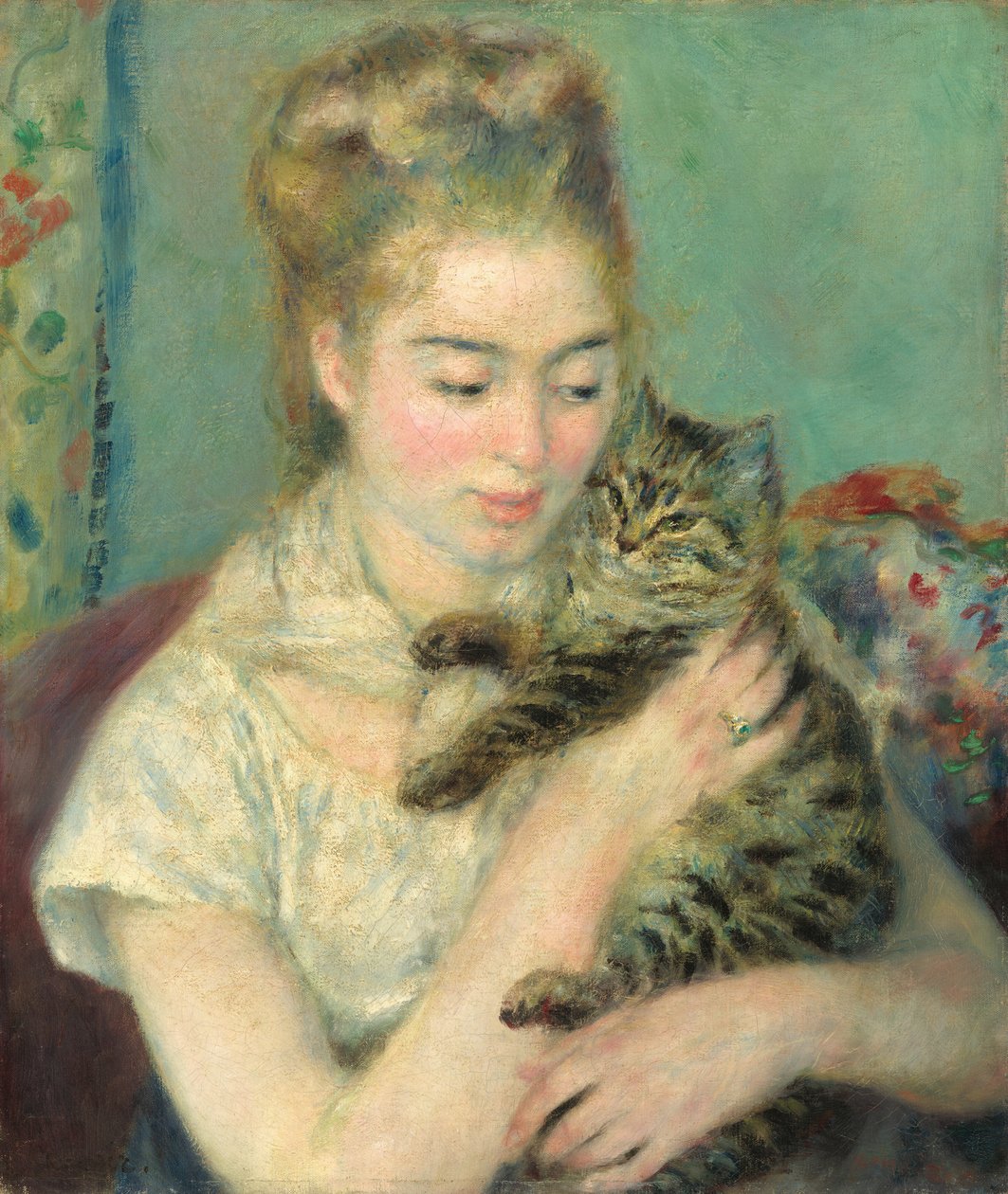 Kvinna med en katt av Auguste Renoir