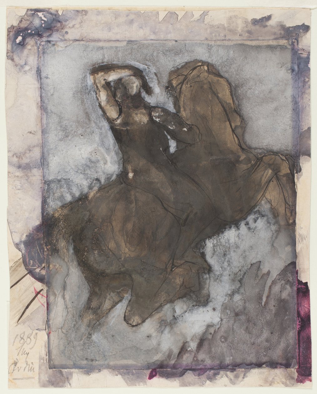 Ryttare (recto); Häst och ryttare (verso) av Auguste Rodin