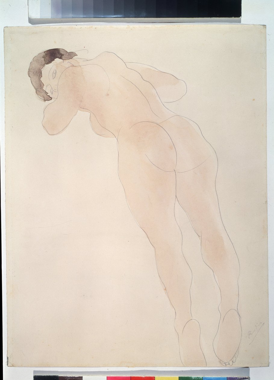 ""Nu"" (naken) Naken kvinna som ligger ner. Akvarell av Auguste Rodin (1840-1917) 1900-1908 Pushkin-museet, Moskva av Auguste Rodin