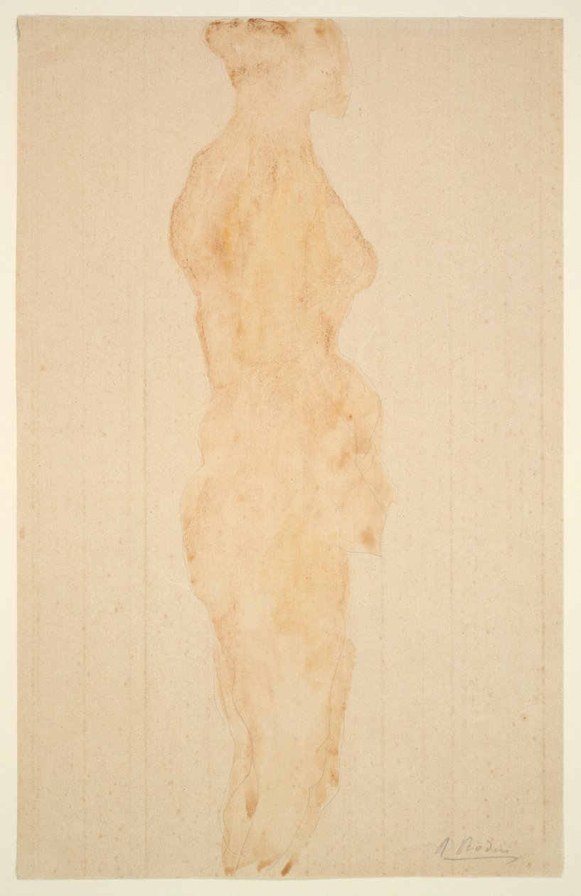 Naken stående, sidovy av Auguste Rodin