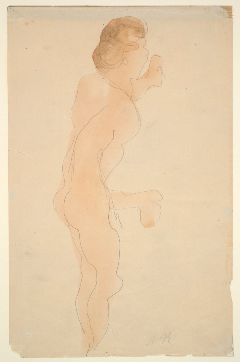 Naken stående, sida och rygg av Auguste Rodin