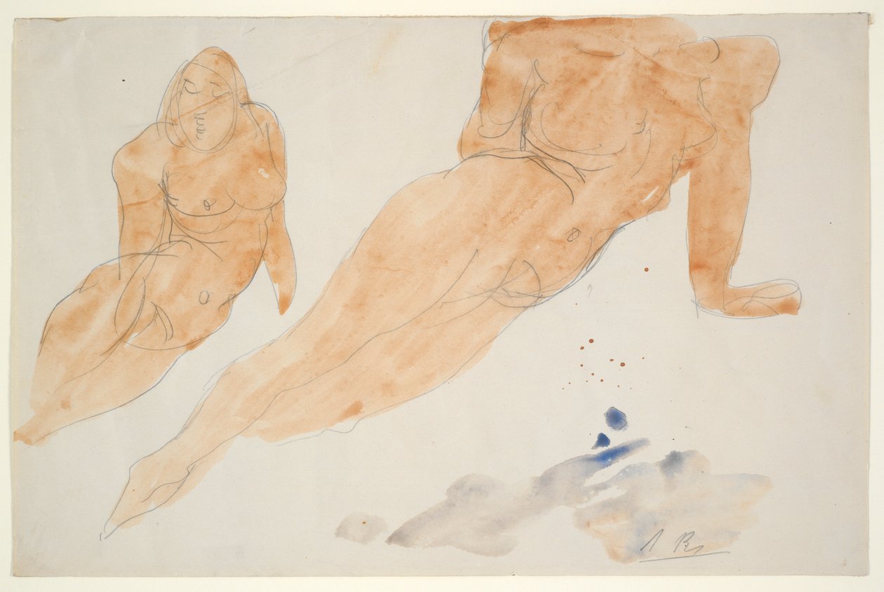 Två liggande nakenbilder av Auguste Rodin