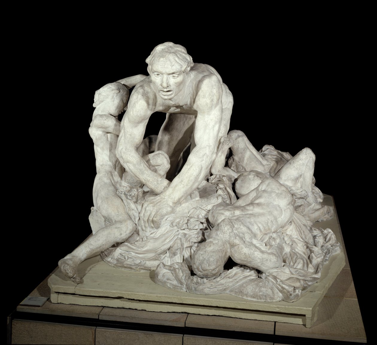 Ugolin Ugolin (greve Ugolino della Gherardesca), tyrann i Pisa, och förrädare mot hemlandet, omgiven av sina fyra barn. Karaktär frammanad i helvetet i "" The Divine Comedie"" (La Divina Commedia) av Dante Alighieri (1265-1321). Skulptur av Auguste Rod av Auguste Rodin