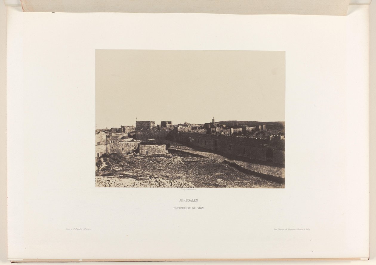 Utsikt över Jerusalem från Sion Jerusalem. Fortress of Sion (titel på objekt) av Auguste Salzmann