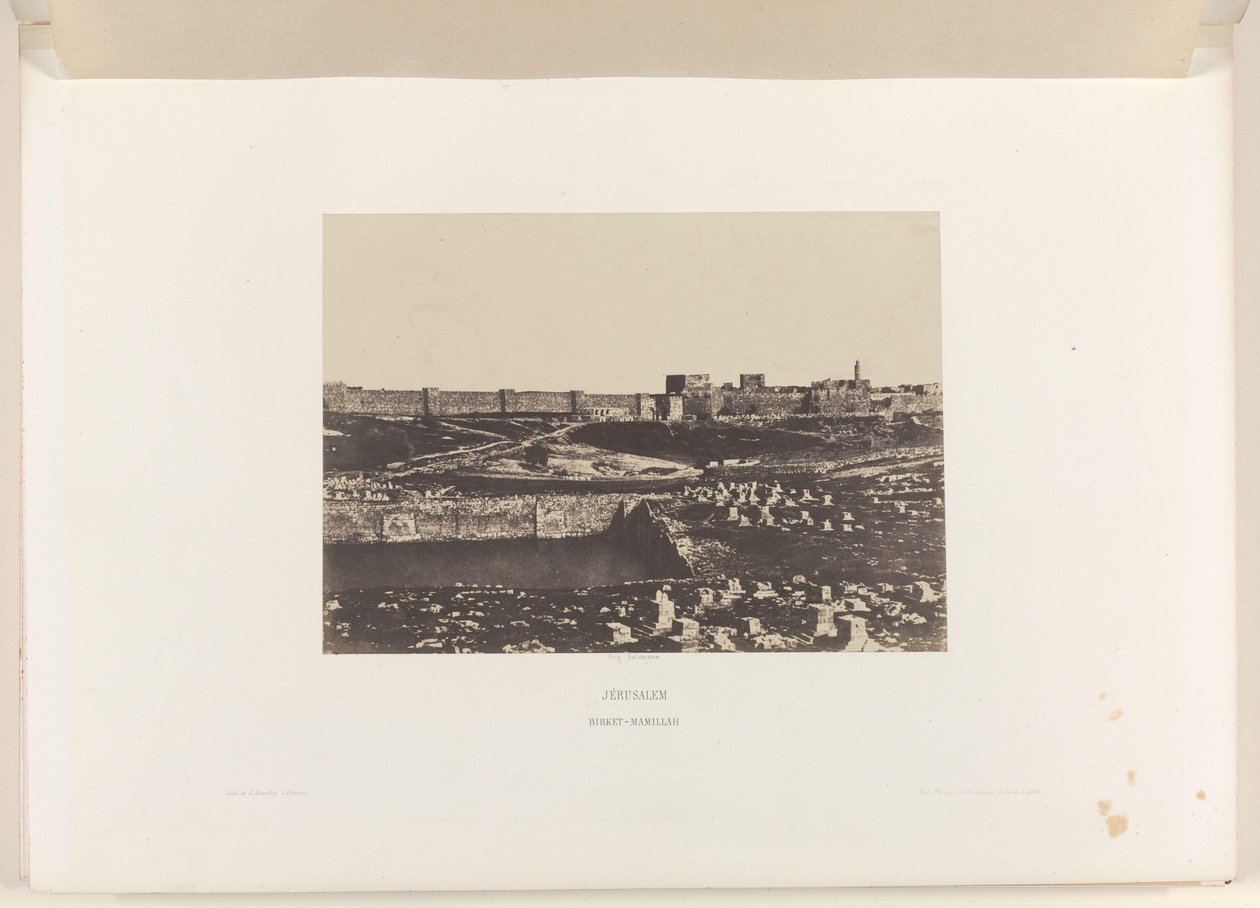 Mamilla Basin utanför Jerusalems gamla stadsmur Jerusalem. Birket-Mamillah (titel på objekt) av Auguste Salzmann