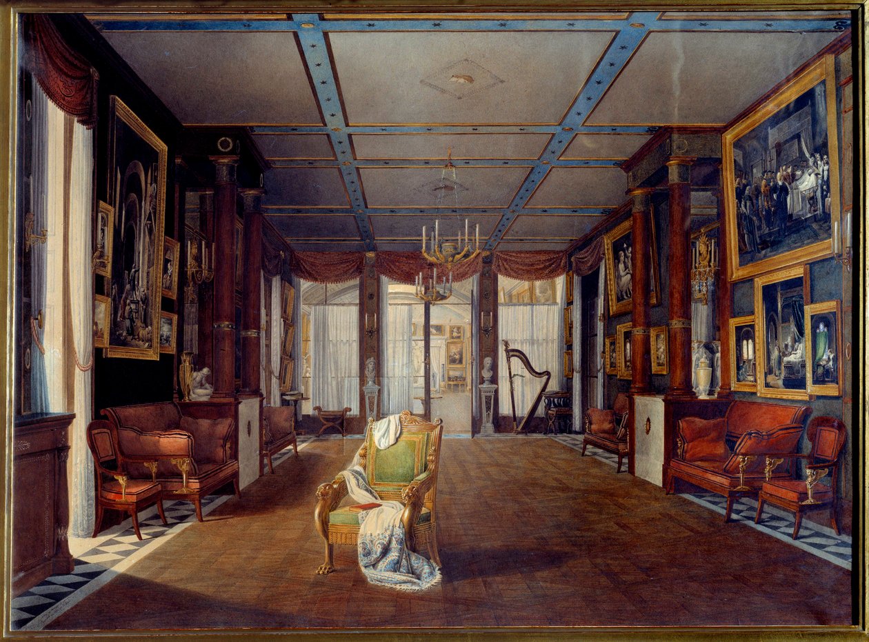 Musikrummet på Chateau de la Malmaison 1812 Målning av Auguste Garneray (1785-1824) 1812 Sön. 0,66x0,91 m Malmaison, slottsmuseum av Auguste Simon Garneray