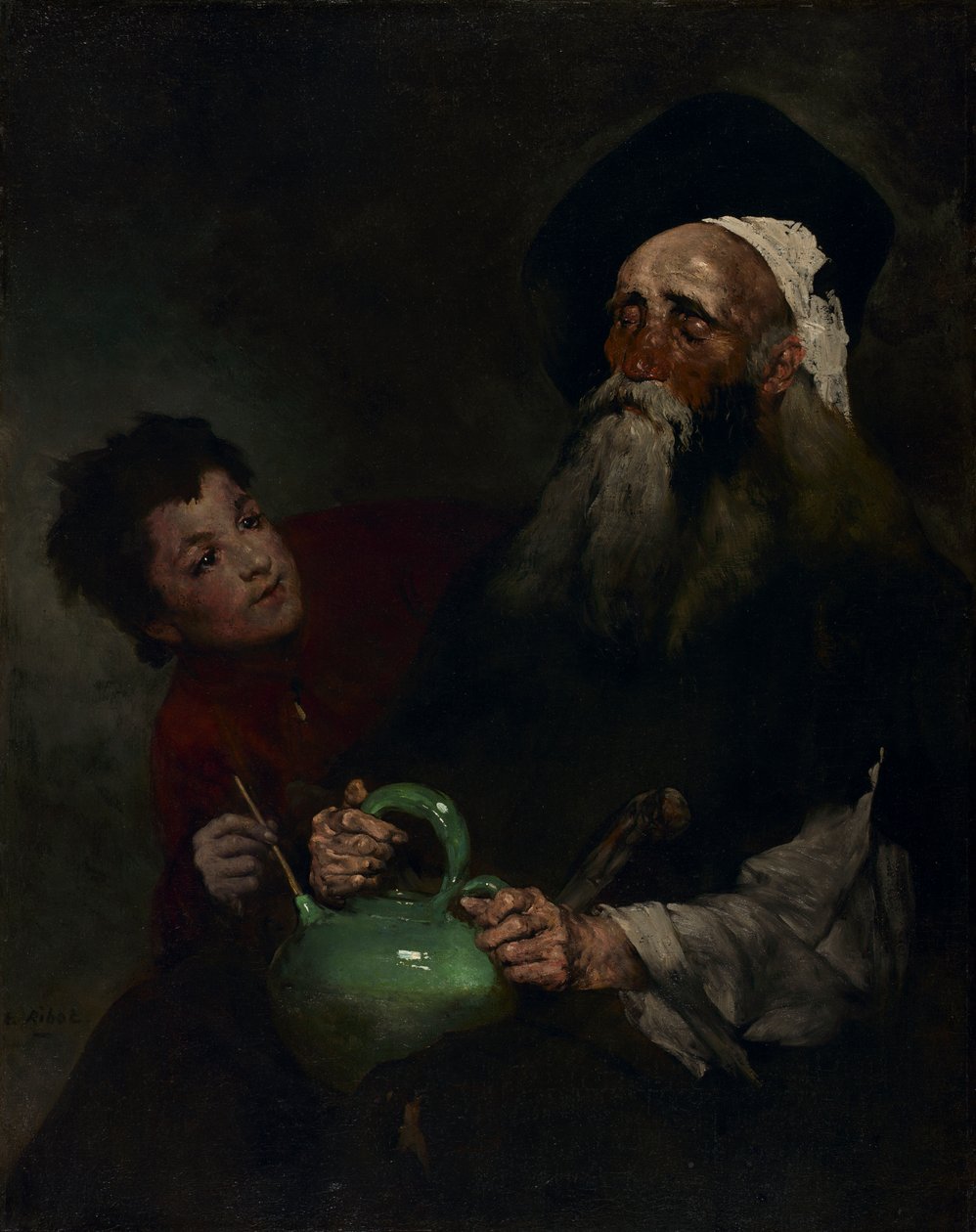 Lazarillo de Tormes och hans blinda mästare, före 1880 (olja på tyg) av Auguste Theodule Ribot