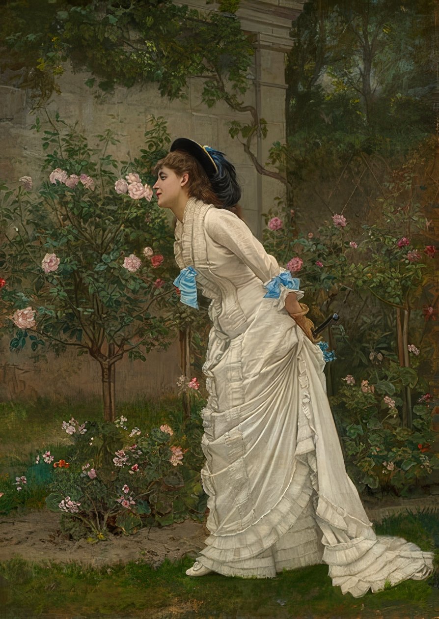 Dam som luktar rosor. 1879 av Auguste Toulmouche