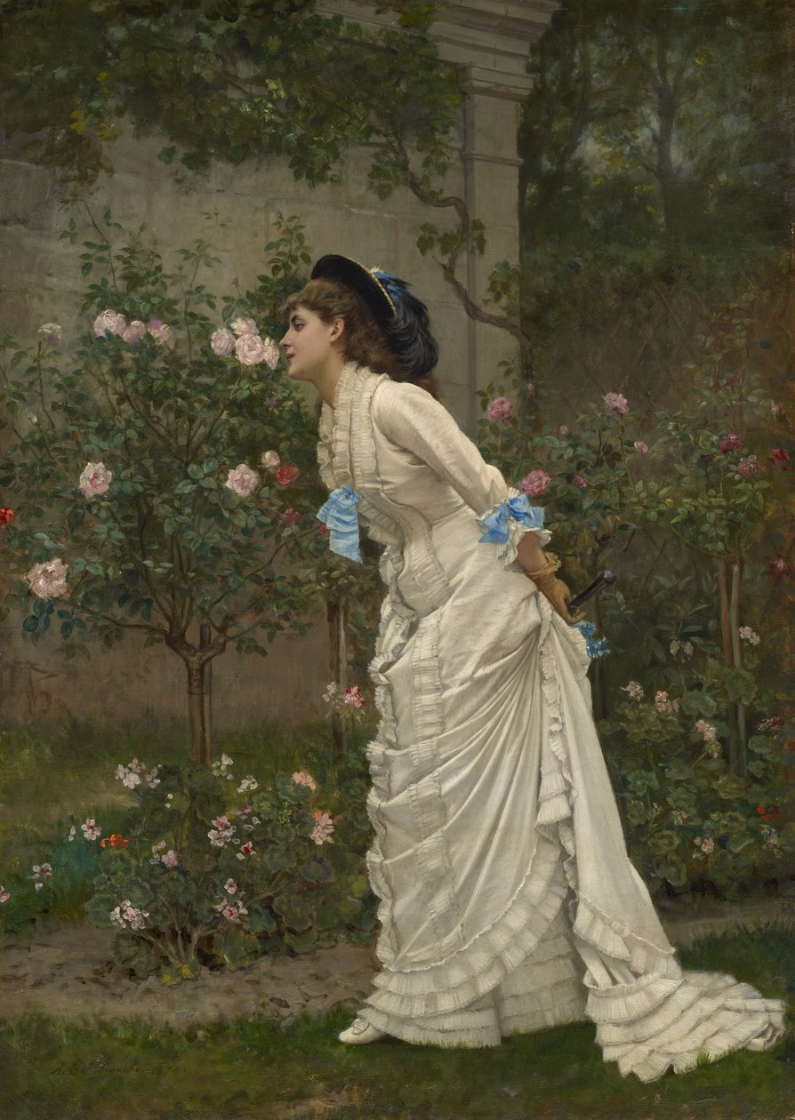 Kvinna och rosor, 1879 av Auguste Toulmouche