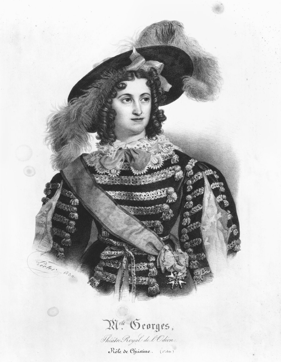 Mademoiselle George i rollen som drottning Christina av Sverige från 