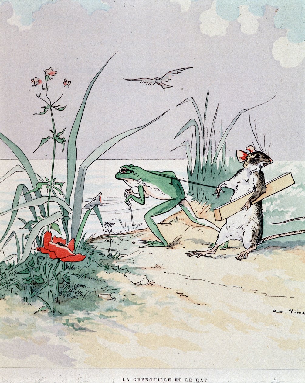 Grodan och ratan - i "" Fables de La Fontaine"", ill. av Auguste Vimar (1851-1916), Tours, at A, Mame & Son av Auguste Vimar