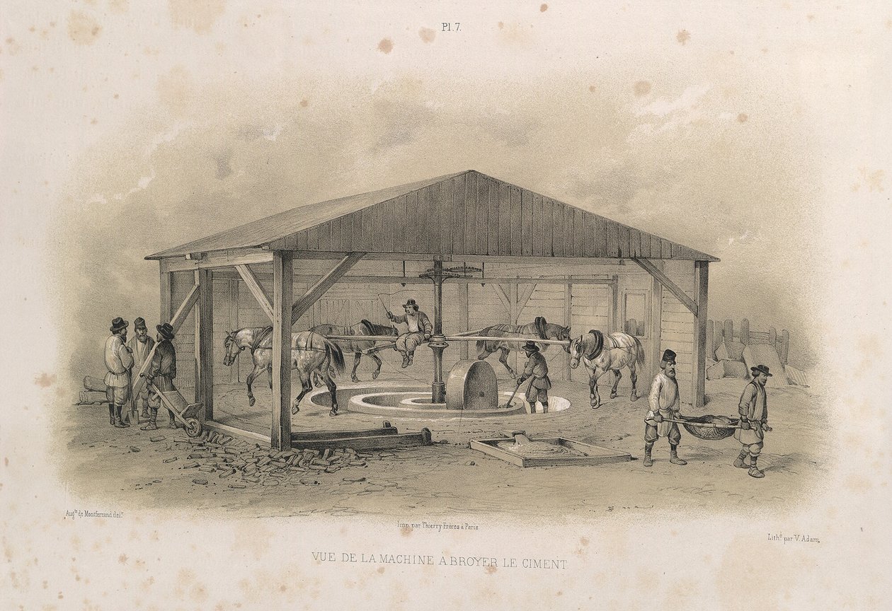 Cementtillverkning från: The Construction of the Saint Isaacs Cathedral, 1845 av Auguste de Montferrand