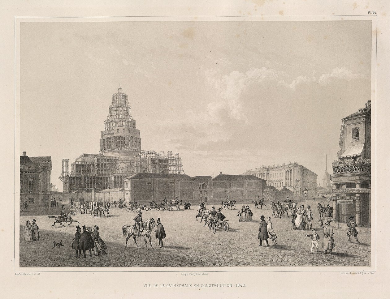 Byggnadsarbeten 1838 Från: Byggandet av Saint Isaacs Cathedral, 1845 av Auguste de Montferrand