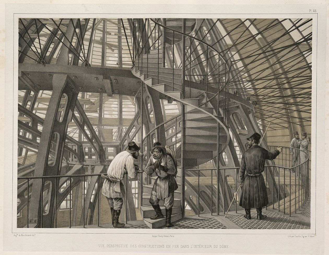 Metallkonstruktion inuti katedralen Från: The Construction of the Saint Isaacs Cathedral, 1845 av Auguste de Montferrand