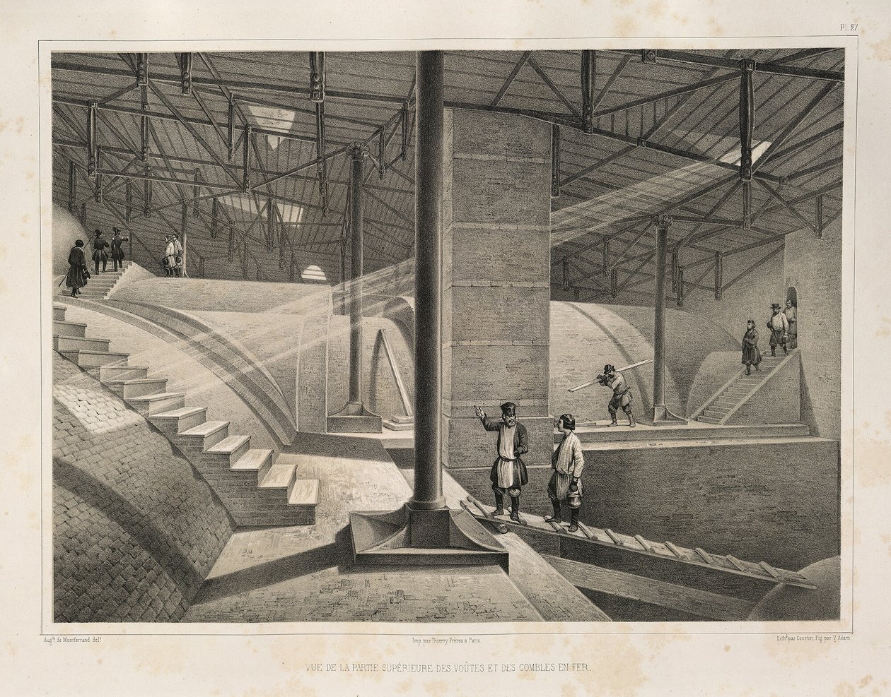 En del av bågen och ett plåttak Från: The Construction of the Saint Isaacs Cathedral, 1845 av Auguste de Montferrand