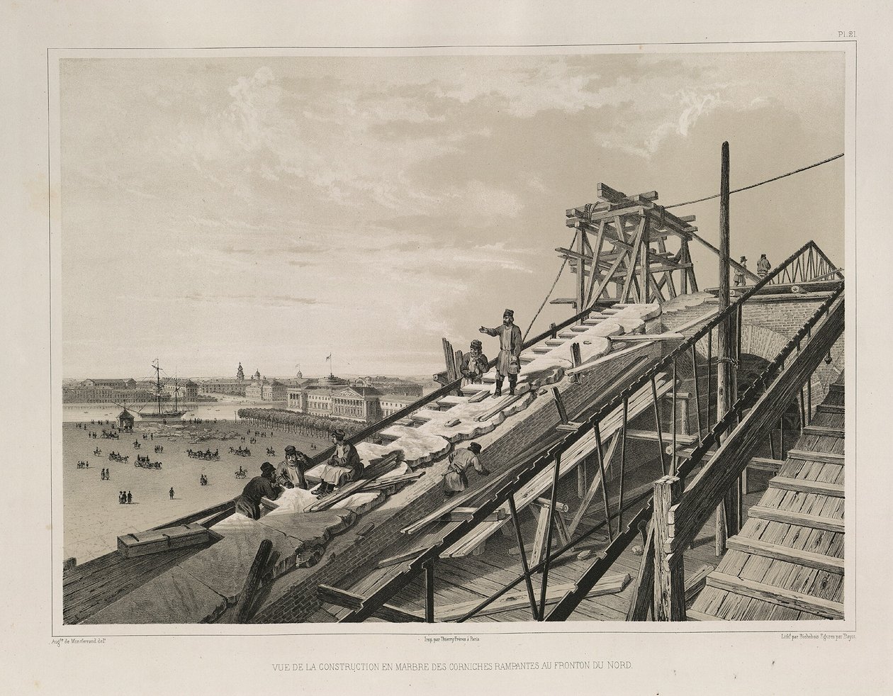 Cornice Construction Från: The Construction of the Saint Isaacs Cathedral, 1845 av Auguste de Montferrand