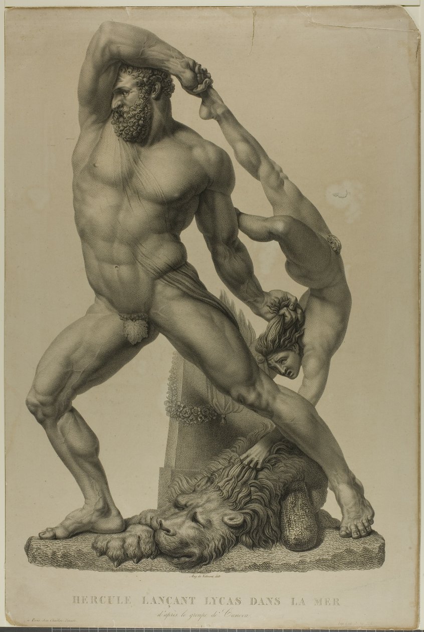 Hercules kastar Lichas i havet av Auguste de Valmont