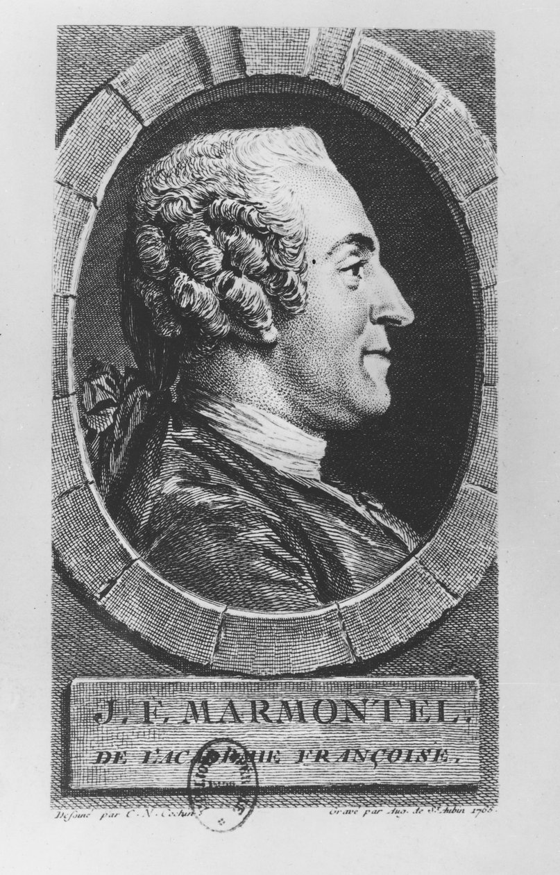 Porträtt av Jean François Marmontel, 1765 av Augustin de Saint-Aubin