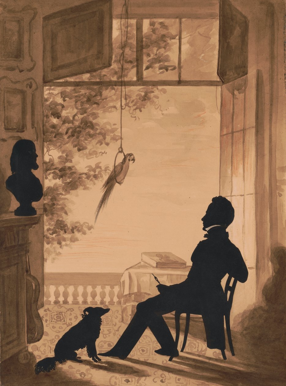 Siluettprofil av konstnären Charles Fenderich, 1841 (utklippt papper på sepiatvätt) av Augustin Amant Constant Fidele Edouart