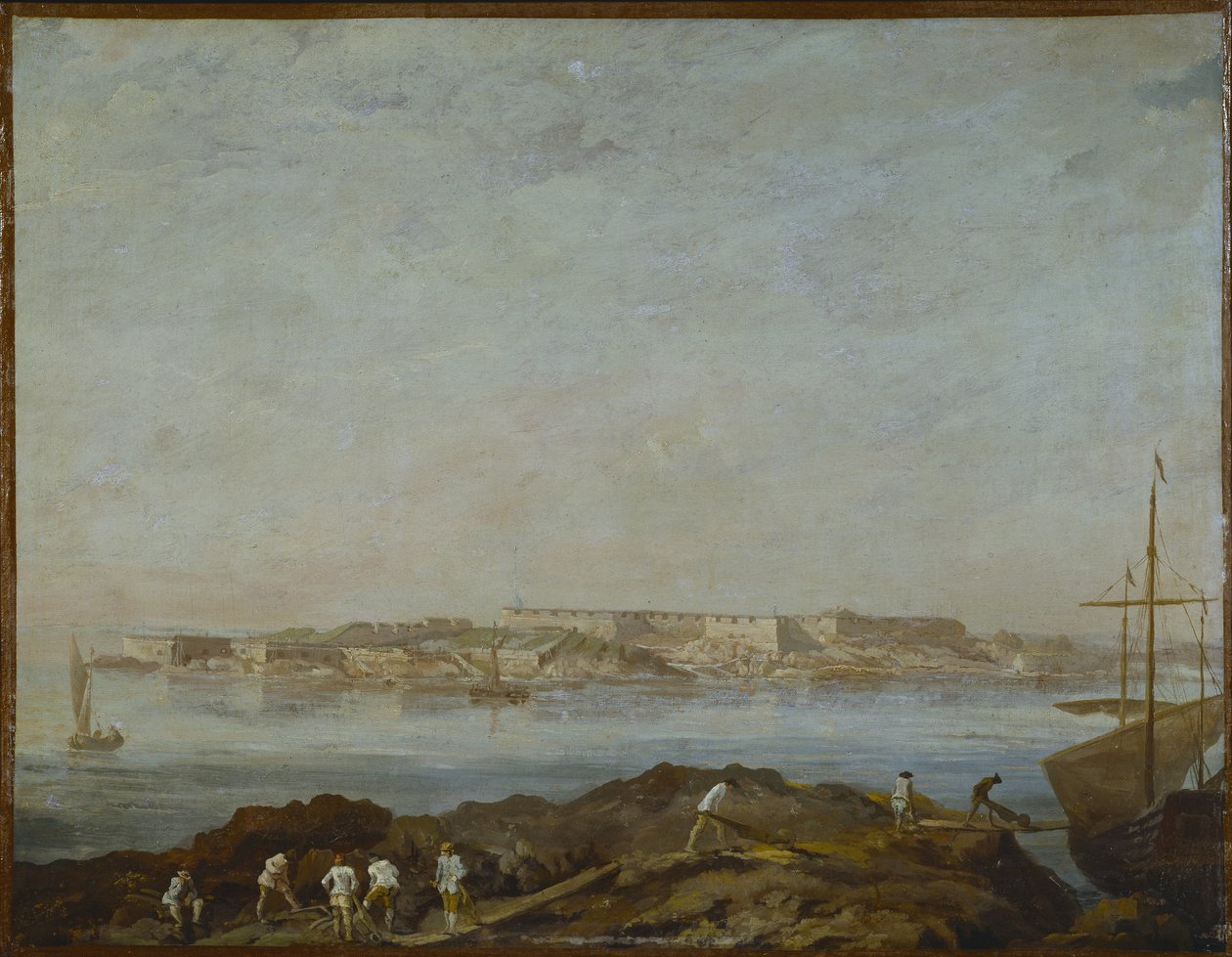 Vue de Sveaborg (ou Suomenlinna, Viapori) (Finland) - Vy över Sveaborg, av Ehrensvärd, Augustin (1710-1772). Olja på duk. Mått: 54x69,5 cm. Nationalmuseum Stockholm av Augustin Ehrensvard