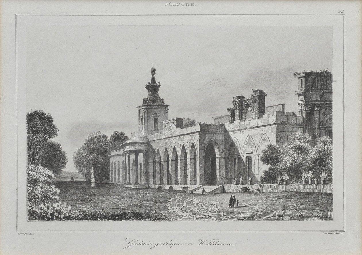 Utsikt över det gotiska galleriet i Wilanów-palatset, 1840 av Augustin François Lemaiand#770tre