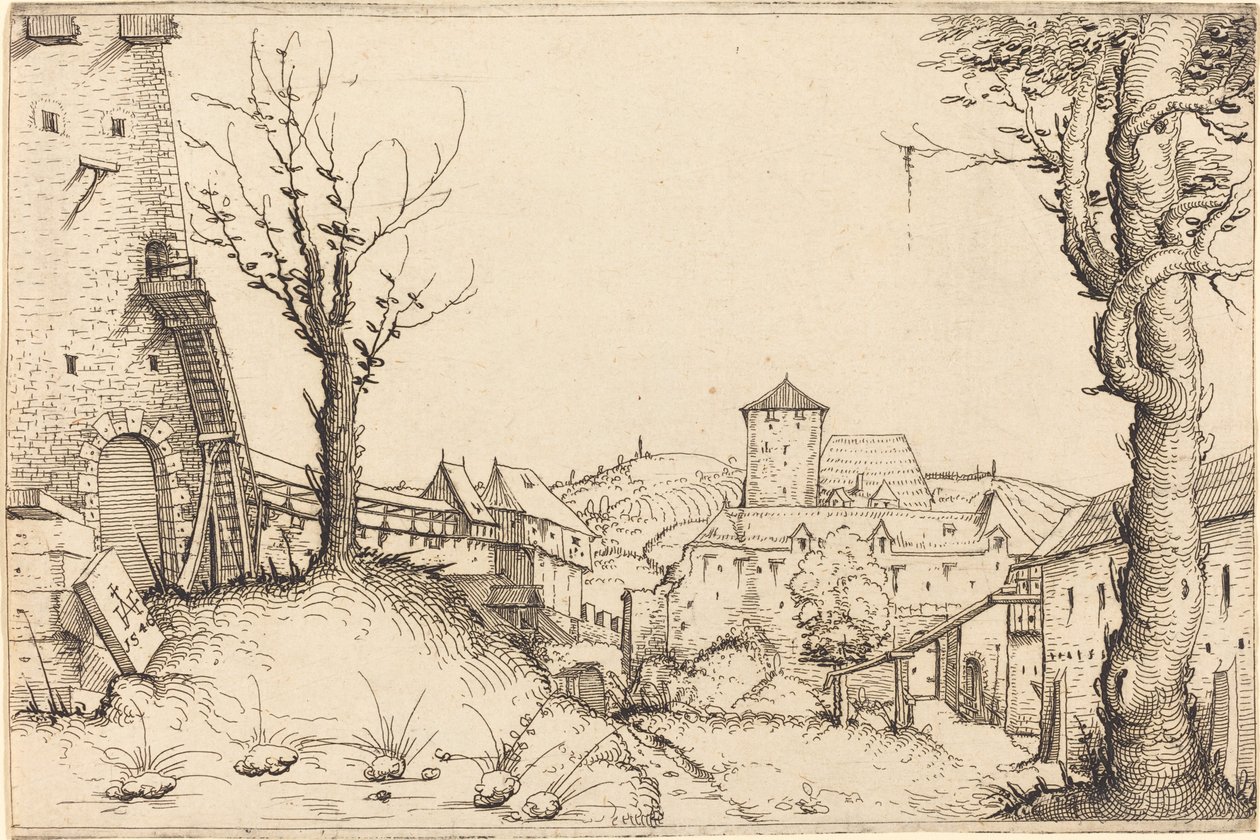 Borggården till ett slott, 1546. av Augustin Hirschvogel