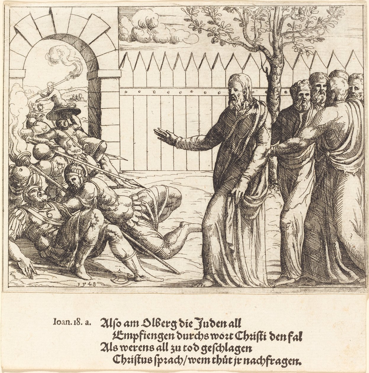 Jesus identifierar sig själv före arresteringen, 1548. av Augustin Hirschvogel